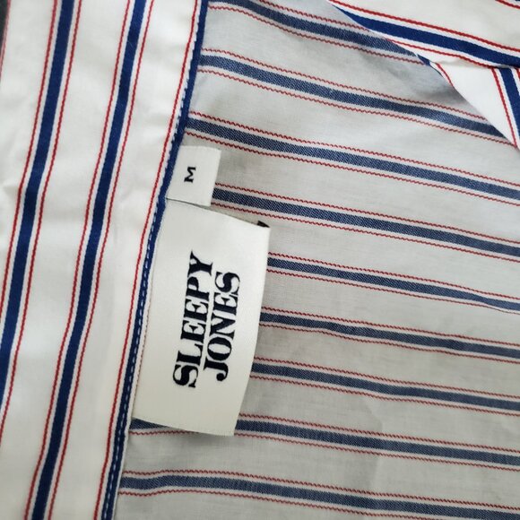 Marina Pajama Set in Cream, Blue & Red Dual Stripe [M] - Picture 5 of 8